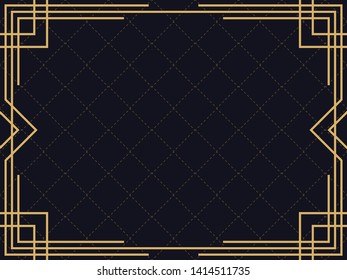 Art deco frame. Vintage linear border. Design a template for invitations, leaflets and greeting cards. The style of the 1920s and 1930s. Vector illustration