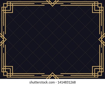 Art deco frame. Vintage linear border. Design a template for invitations, leaflets and greeting cards. The style of the 1920s and 1930s. Vector illustration