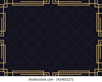 Art deco frame. Vintage linear border. Design a template for invitations, leaflets and greeting cards. The style of the 1920s and 1930s. Vector illustration