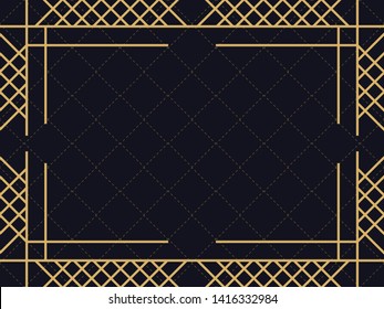 Art deco frame. Vintage linear border. Design a template for invitations, leaflets and greeting cards. The style of the 1920s - 1930s. Vector illustration