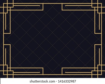 Art deco frame. Vintage linear border. Design a template for invitations, leaflets and greeting cards. The style of the 1920s - 1930s. Vector illustration