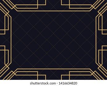 Art deco frame. Vintage linear border. Design a template for invitations, leaflets and greeting cards. The style of the 1920s - 1930s. Vector illustration