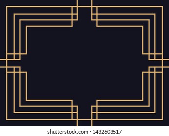 Art deco frame. Vintage linear border. Design a template for invitations, leaflets and greeting cards. The style of the 1920s - 1930s. Vector illustration