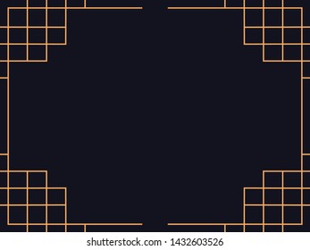 Art deco frame. Vintage linear border. Design a template for invitations, leaflets and greeting cards. The style of the 1920s - 1930s. Vector illustration