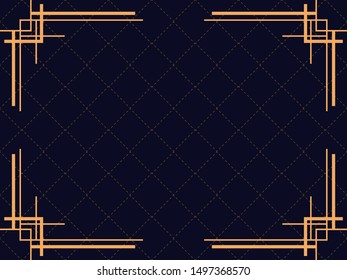 Art deco frame. Vintage linear border. Design a template for invitations, leaflets and greeting cards. The style of the 1920s and 1930s. Vector illustration