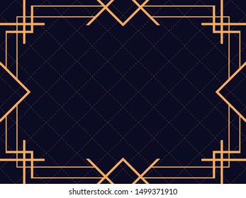 Art deco frame. Vintage linear border. Design a template for invitations, leaflets and greeting cards. The style of the 1920s and 1930s. Vector illustration