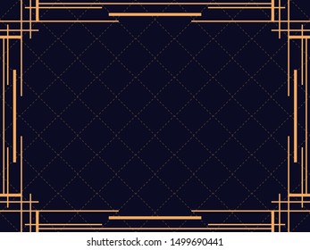 Art deco frame. Vintage linear border. Design a template for invitations, leaflets and greeting cards. The style of the 1920s and 1930s. Vector illustration