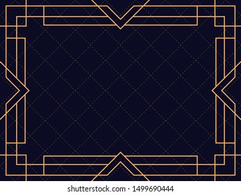 Art deco frame. Vintage linear border. Design a template for invitations, leaflets and greeting cards. The style of the 1920s and 1930s. Vector illustration
