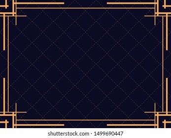 Art deco frame. Vintage linear border. Design a template for invitations, leaflets and greeting cards. The style of the 1920s and 1930s. Vector illustration