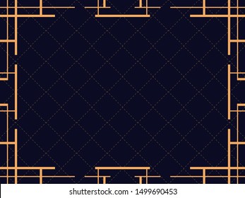 Art deco frame. Vintage linear border. Design a template for invitations, leaflets and greeting cards. The style of the 1920s and 1930s. Vector illustration