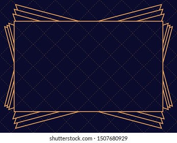 Art deco frame. Vintage linear border. Design a template for invitations, leaflets and greeting cards. The style of the 1920s and 1930s. Vector illustration