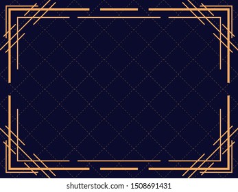 Art deco frame. Vintage linear border. Design a template for invitations, leaflets and greeting cards. The style of the 1920s and 1930s. Vector illustration