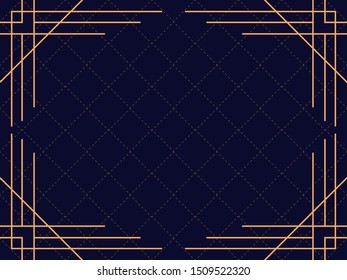 Art deco frame. Vintage linear border. Design a template for invitations, leaflets and greeting cards. The style of the 1920s and 1930s. Vector illustration