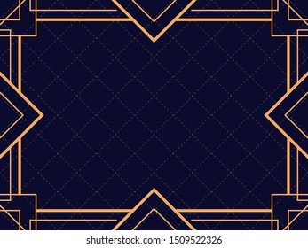 Art deco frame. Vintage linear border. Design a template for invitations, leaflets and greeting cards. The style of the 1920s and 1930s. Vector illustration