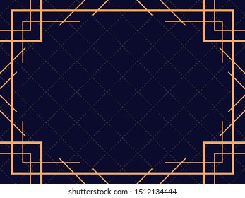 Art deco frame. Vintage linear border. Design a template for invitations, leaflets and greeting cards. The style of the 1920s and 1930s. Vector illustration