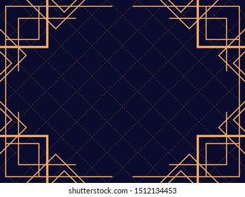 Art deco frame. Vintage linear border. Design a template for invitations, leaflets and greeting cards. The style of the 1920s and 1930s. Vector illustration
