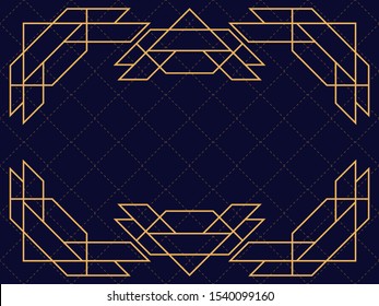 Art deco frame. Vintage linear border. Design a template for invitations, leaflets and greeting cards. The style of the 1920s and 1930s. Vector illustration