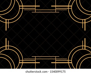 Art deco frame. Vintage linear border. Design a template for invitations, leaflets and greeting cards. The style of the 1920s and 1930s. Vector illustration