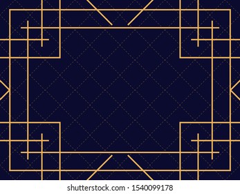 Art deco frame. Vintage linear border. Design a template for invitations, leaflets and greeting cards. The style of the 1920s and 1930s. Vector illustration