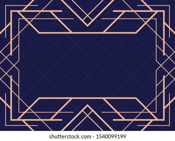 Art deco frame. Vintage linear border. Design a template for invitations, leaflets and greeting cards. The style of the 1920s and 1930s. Vector illustration