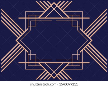 Art deco frame. Vintage linear border. Design a template for invitations, leaflets and greeting cards. The style of the 1920s and 1930s. Vector illustration