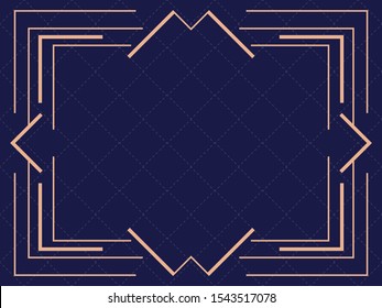 Art deco frame. Vintage linear border. Design a template for invitations, leaflets and greeting cards. The style of the 1920s and 1930s. Vector illustration