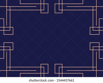 Art deco frame. Vintage linear border. Design a template for invitations, leaflets and greeting cards. The style of the 1920s and 1930s. Vector illustration