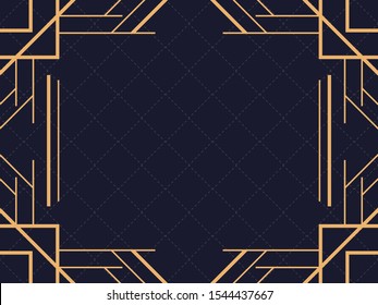 Art deco frame. Vintage linear border. Design a template for invitations, leaflets and greeting cards. The style of the 1920s and 1930s. Vector illustration
