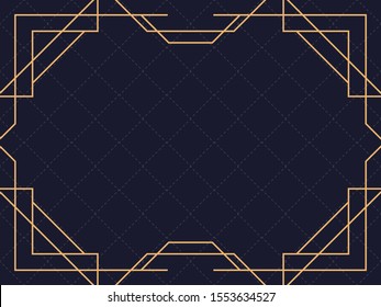 Art deco frame. Vintage linear border. Design a template for invitations, leaflets and greeting cards. The style of the 1920s and 1930s. Vector illustration