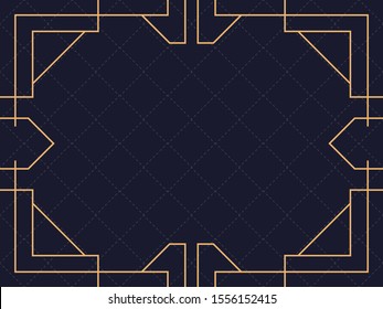Art deco frame. Vintage linear border. Design a template for invitations, leaflets and greeting cards. The style of the 1920s and 1930s. Vector illustration