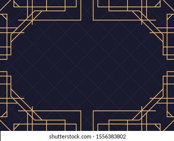 Art deco frame. Vintage linear border. Design a template for invitations, leaflets and greeting cards. The style of the 1920s and 1930s. Vector illustration