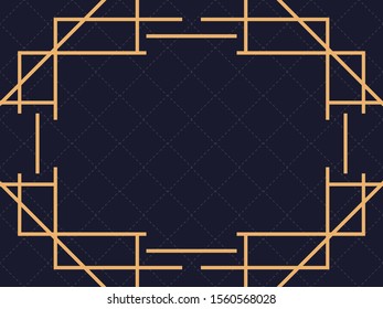 Art deco frame. Vintage linear border. Design a template for invitations, leaflets and greeting cards. The style of the 1920s and 1930s. Vector illustration