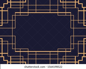 Art deco frame. Vintage linear border. Design a template for invitations, leaflets and greeting cards. The style of the 1920s and 1930s. Vector illustration