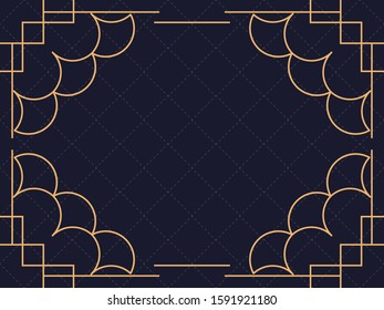 Art deco frame. Vintage linear border. Design a template for invitations, leaflets and greeting cards. The style of the 1920s and 1930s. Vector illustration