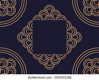 Art deco frame. Vintage linear border. Design a template for invitations, leaflets and greeting cards. The style of the 1920s and 1930s. Vector illustration