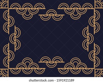 Art deco frame. Vintage linear border. Design a template for invitations, leaflets and greeting cards. The style of the 1920s and 1930s. Vector illustration