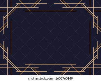 Art deco frame. Vintage linear border. Design a template for invitations, leaflets and greeting cards. The style of the 1920s and 1930s. Vector illustration