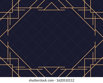 Art deco frame. Vintage linear border. Design a template for invitations, leaflets and greeting cards. The style of the 1920s and 1930s. Vector illustration