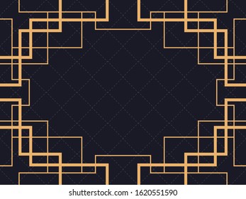 Art deco frame. Vintage linear border. Design a template for invitations, leaflets and greeting cards. The style of the 1920s and 1930s. Vector illustration