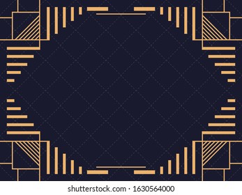 Art deco frame. Vintage linear border. Design a template for invitations, leaflets and greeting cards. The style of the 1920s and 1930s. Vector illustration