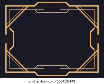 Art deco frame. Vintage linear border. Design a template for invitations, leaflets and greeting cards. The style of the 1920s and 1930s. Vector illustration