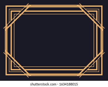 Art deco frame. Vintage linear border. Design a template for invitations, leaflets and greeting cards. The style of the 1920s and 1930s. Vector illustration