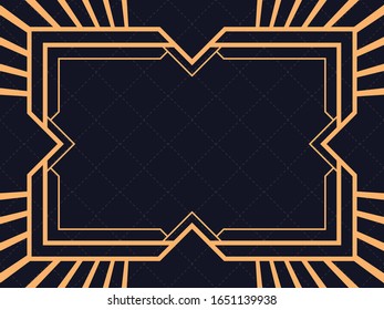 Art deco frame. Vintage linear border. Design a template for invitations, leaflets and greeting cards. The style of the 1920s and 1930s. Vector illustration