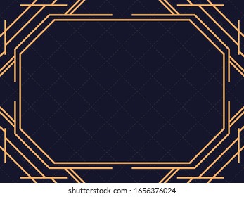Art deco frame. Vintage linear border. Design a template for invitations, leaflets and greeting cards. The style of the 1920s and 1930s. Vector illustration