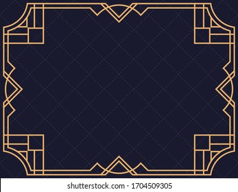 Art deco frame. Vintage linear border. Design a template for invitations, leaflets and greeting cards. The style of the 1920s and 1930s. Vector illustration