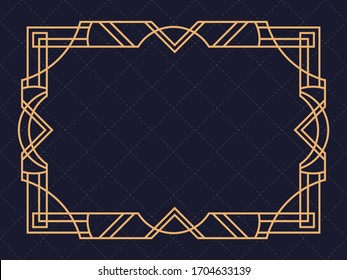 Art deco frame. Vintage linear border. Design a template for invitations, leaflets and greeting cards. The style of the 1920s and 1930s. Vector illustration