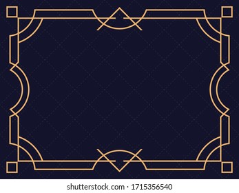 Art deco frame. Vintage linear border. Design a template for invitations, leaflets and greeting cards. The style of the 1920s and 1930s. Vector illustration