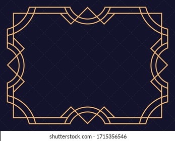 Marco Art Déco. Borde lineal vintage. Diseñar una plantilla para invitaciones, volantes y tarjetas de felicitación. El estilo de los años 20 y 30 Ilustración del vector