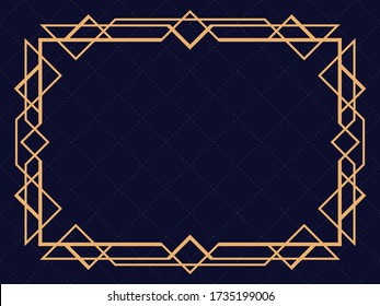 Art deco frame. Vintage linear border. Design a template for invitations, leaflets and greeting cards. The style of the 1920s and 1930s. Vector illustration
