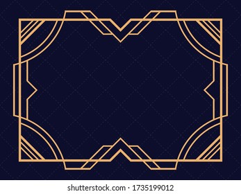 Art deco frame. Vintage linear border. Design a template for invitations, leaflets and greeting cards. The style of the 1920s and 1930s. Vector illustration